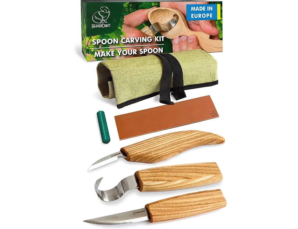 Grebšanas komplekts BeaverCraft S13; 5 gab.; karošu un citu koka izstrādājumu grebšanai