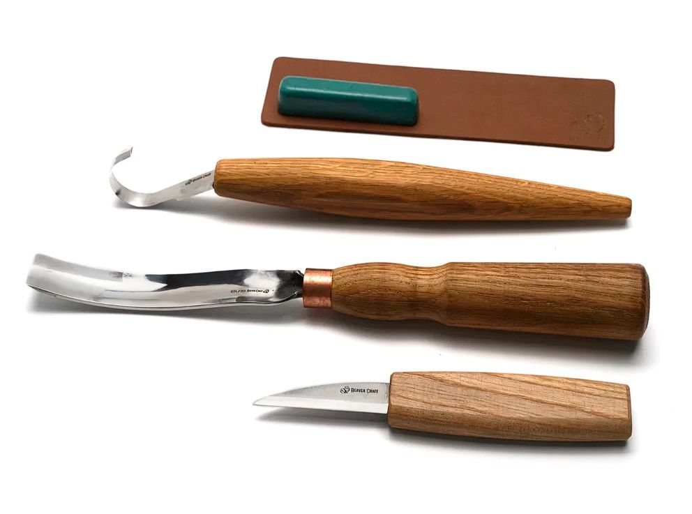 Grebšanas komplekts BeaverCraft S47; 5 gab.; karošu un citu koka izstrādājumu grebšanai