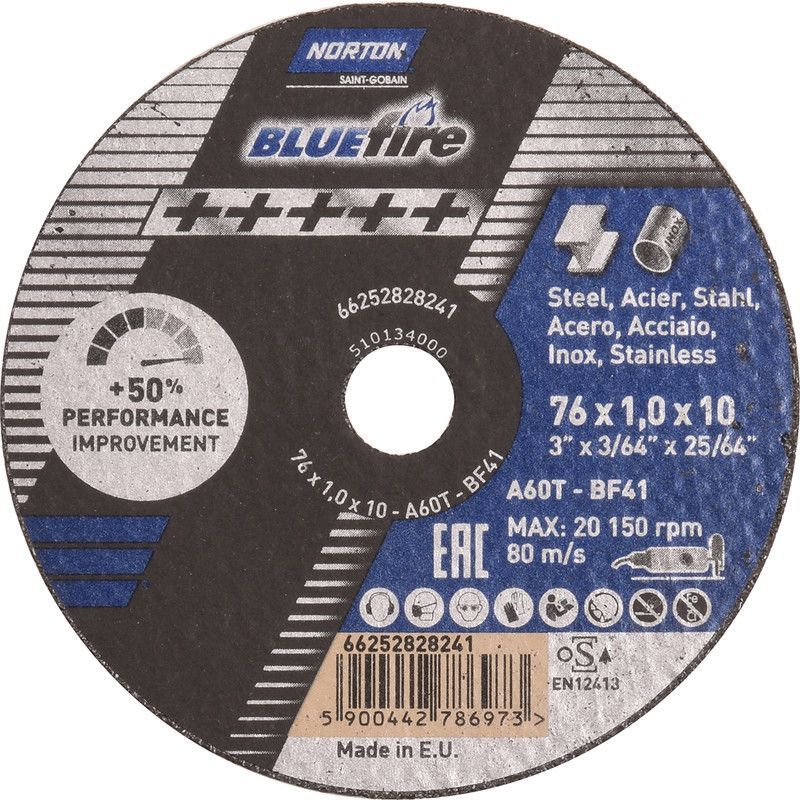 Abrazīvais griešanas disks Norton NO66252828241; 76x10 mm
