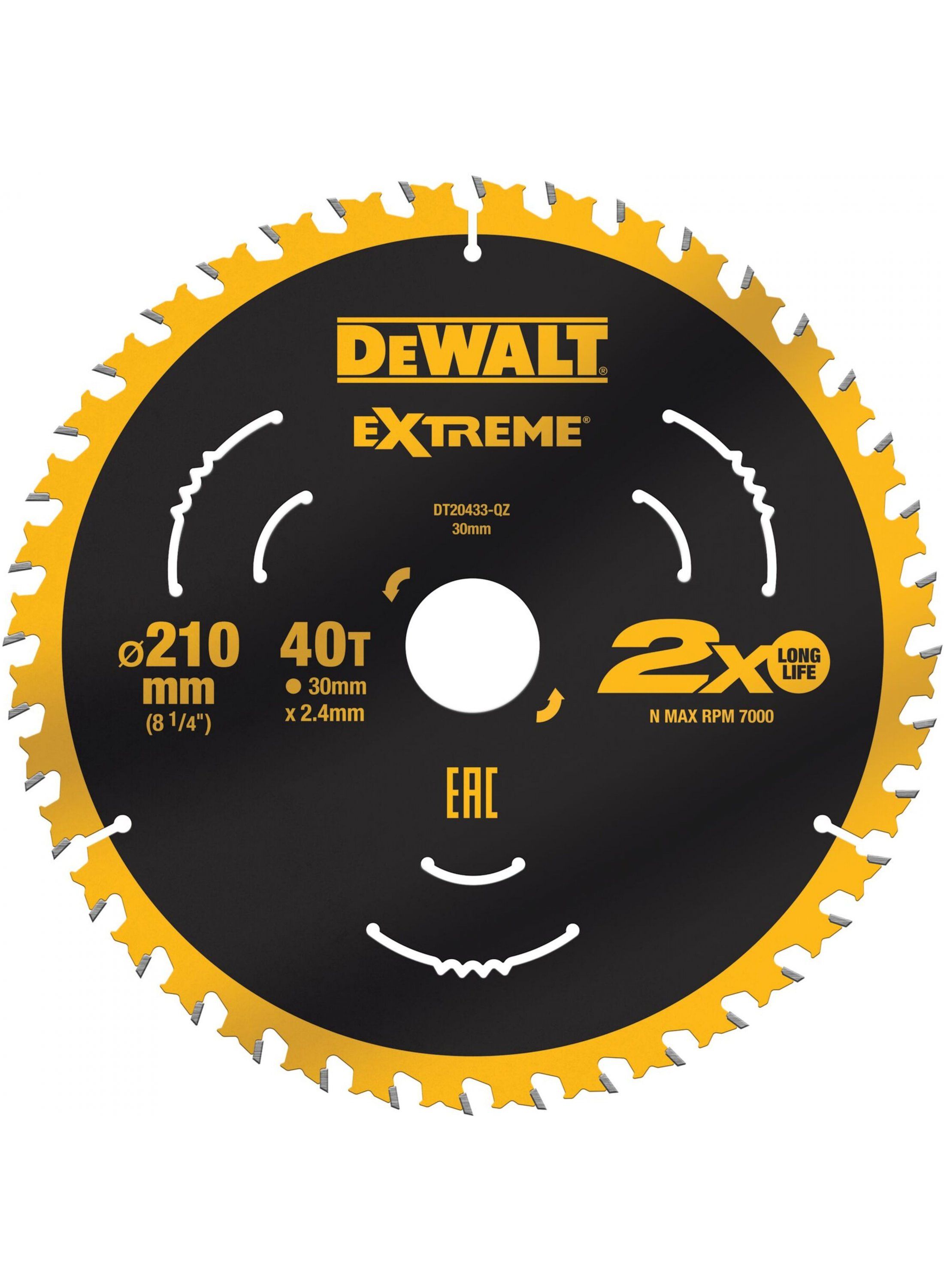 Griešanas disks DeWalt DT20433-QZ; 210x30 mm; Z40