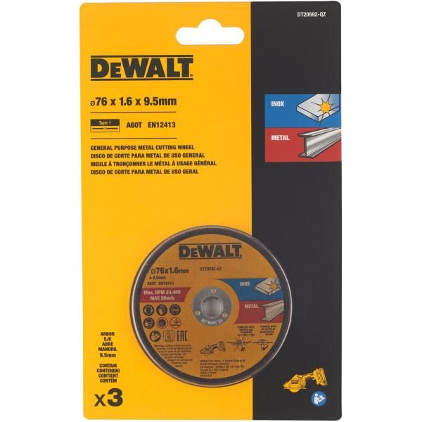 Abrazīvais griešanas disks DeWalt DT20592-QZ; 76 mm; 3 gab.