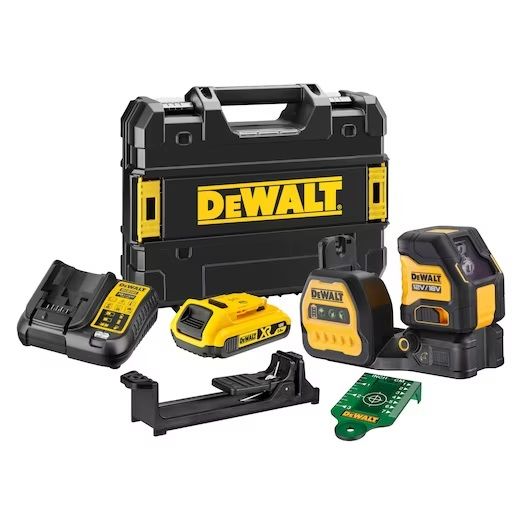 Krustveida lāzera nivelieris DeWalt DCE088D1G18-QW; 18 V; 1x2,0 Ah akum.