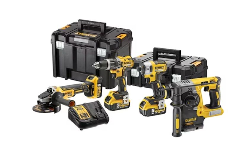 Instrumentu komplekts DeWalt (DCG405 + DCH273 + DCD796 + DCF887); 18 V; 3x5,0 Ah akum. + koferis TSTAK