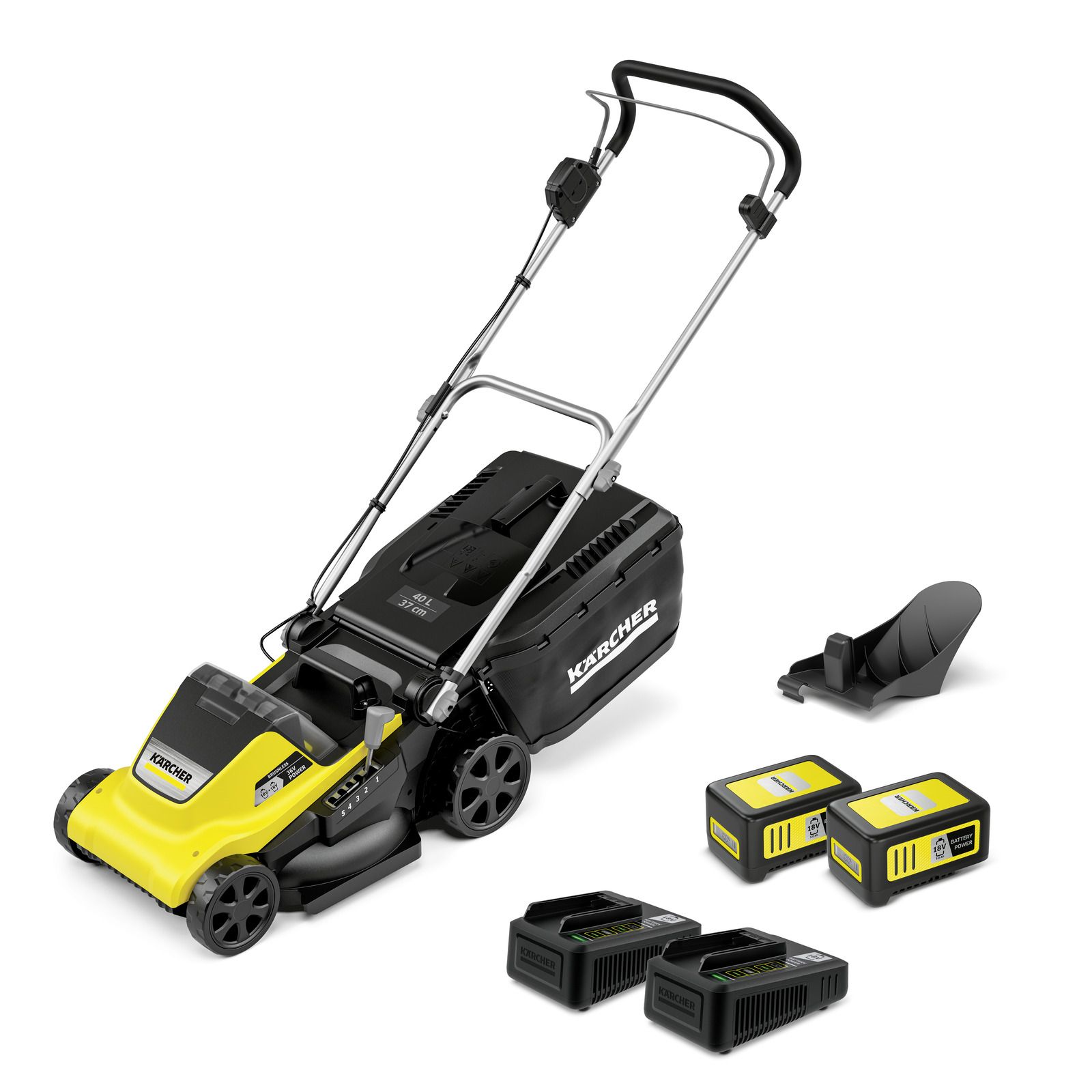 Akumulatora zāles pļāvējs Karcher LMO 4-18 Dual Battery Set; 18 V; 2x5,0 Ah akum.