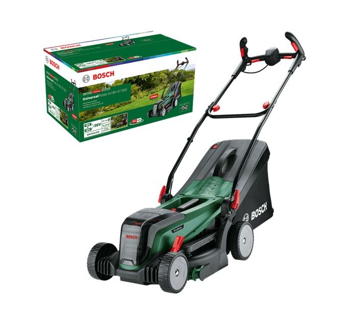 Akumulatora zāles pļāvējs Bosch UniversalRotak 2x18V-37-550; 2x18 V (bez akumulatora un lādētāja)