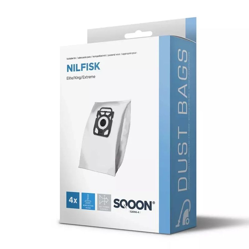 Auduma putekļu maisiņš SQOON 52096-4; Nilfisk King/Extreme 3-D; 4 gab.