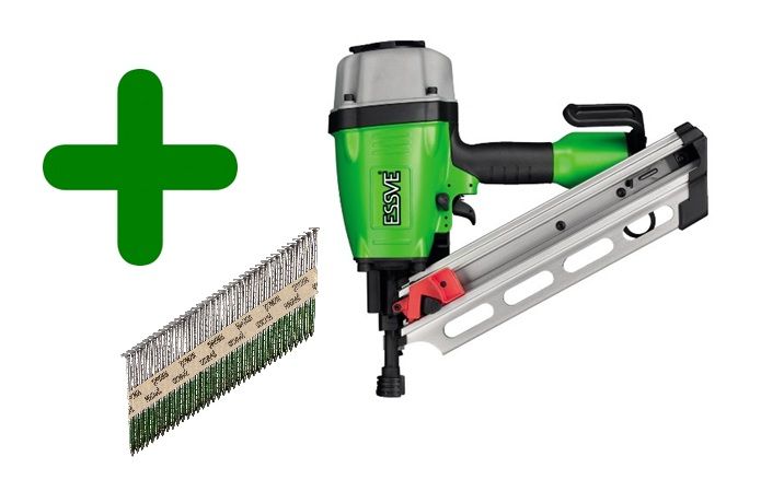 Pneimatiskā naglu pistole Essve FN 34/90; 34°; 50-90 mm + Naglas