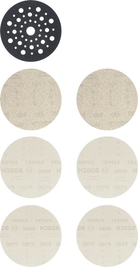 Slīpēšanas siets Bosch M480; 125 mm; P80/120/180; 7 gab.