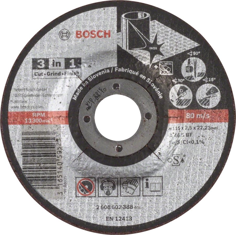 Griešanas un rupjapstrādes disks Bosch A 46 S BF; 115x2,5 mm