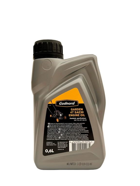 Eļļa Gudnord Garden SAE30 4T; 0,6 l; dārza tehnikai ar četrtaktu dzinējiem