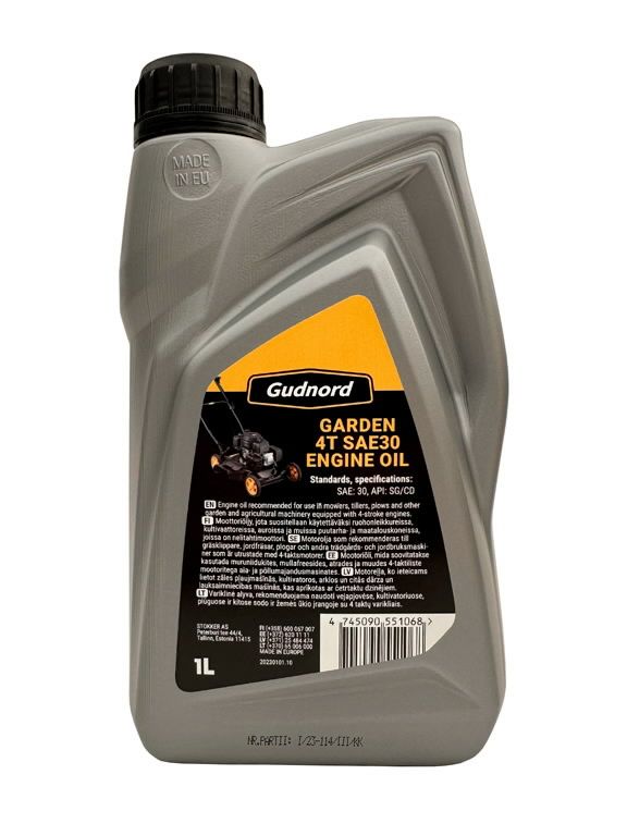 Eļļa Gudnord Garden SAE30 4T; 1 l; dārza tehnikai ar četrtaktu dzinējiem