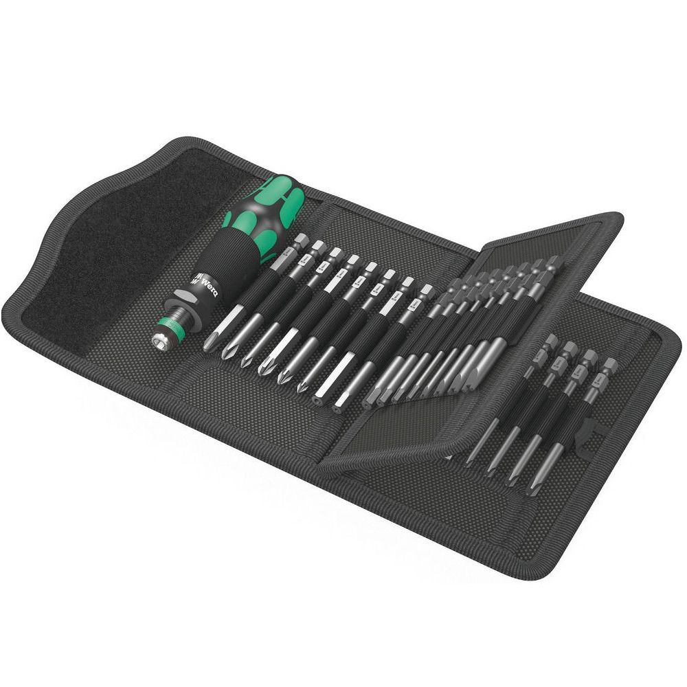 Skrūvgrieža rokturis Wera Kraftform Kompakt 62 + skrūvēšanas uzgaļi