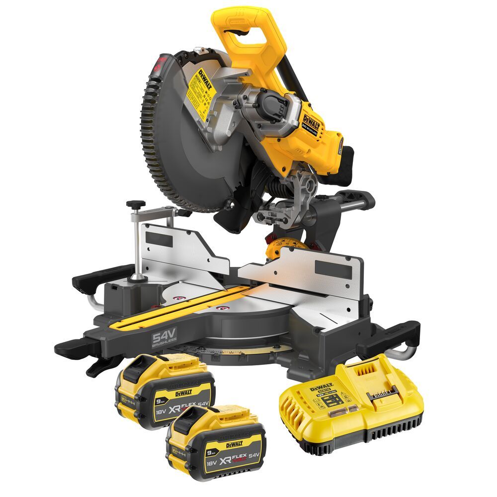 Leņķzāģis DeWalt DCS781X2-QW; 54 V; 2x9,0 Ah akum.