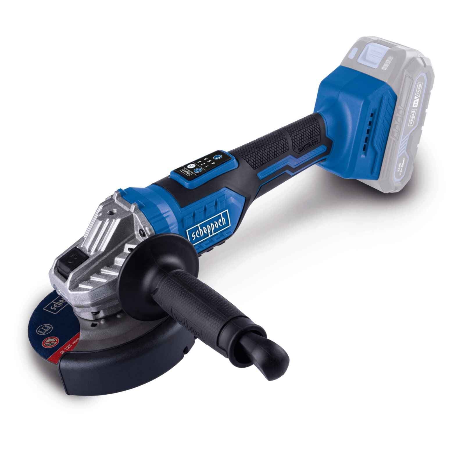 Leņķa slīpmašīna Scheppach BC-AG125-X; 20 V (bez akumulatora un lādētāja)