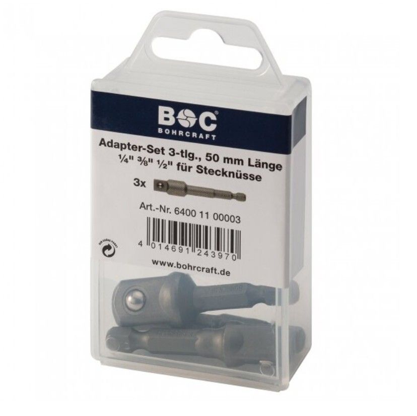 Adapteru komplekts Bohrcraft BC64001100003; 1/4'', 3/8'', 1/2''; 3 gab.