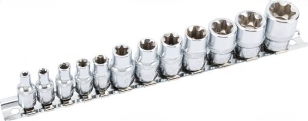 Uzgriežņa galviņu komplekts Condor Werkzeug C25111; 1/4''+3/8''; E4-E20; 12 gab.