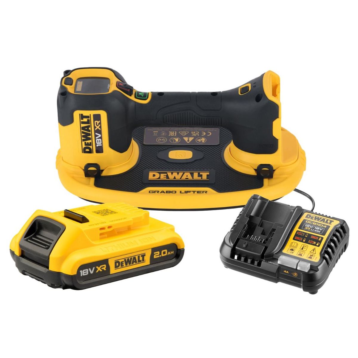 Stikla turētājs DeWalt DCE590D1T-QW; 120 kg; 18 V; 1x2,0 Ah akum.