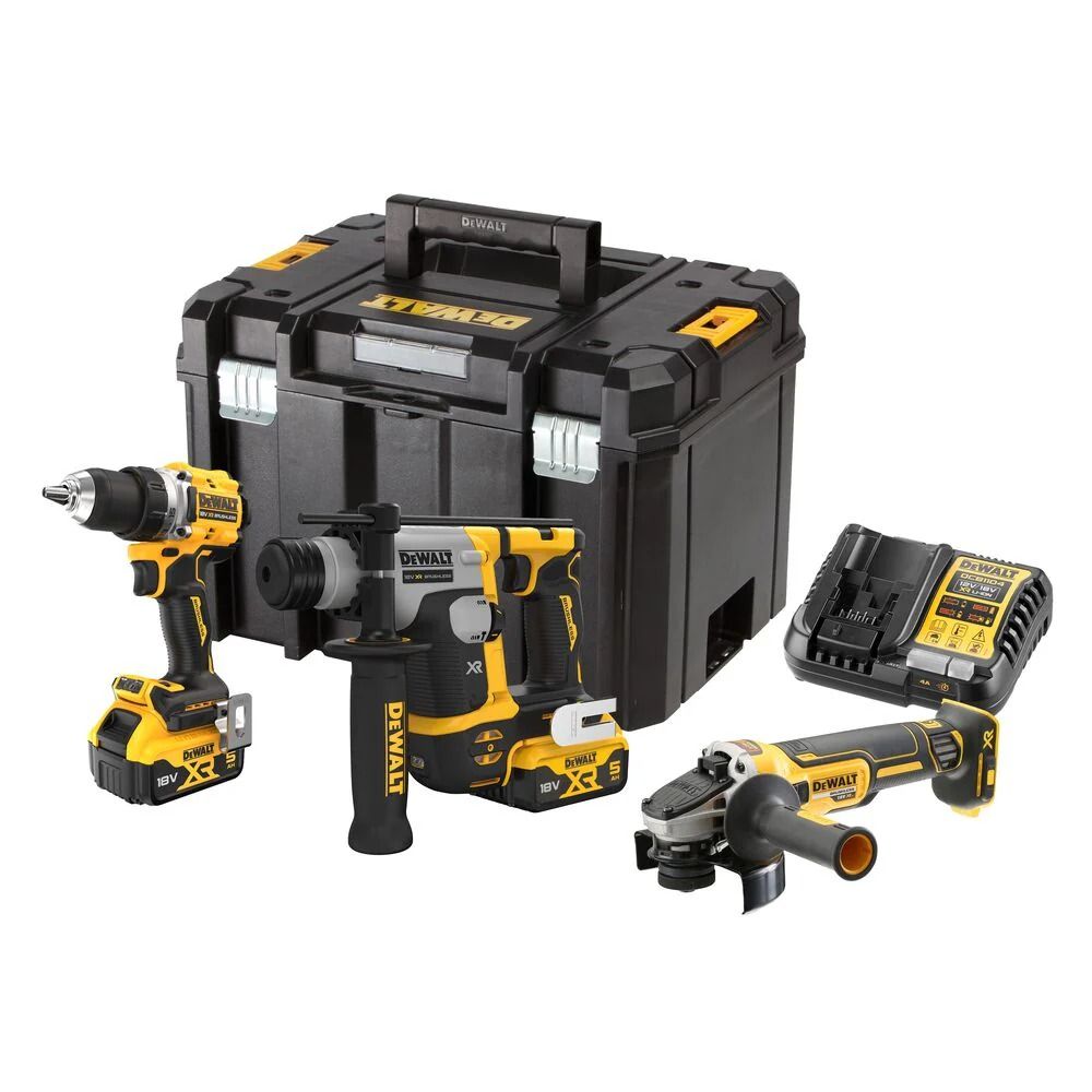 Instrumentu komplekts DeWalt DCK355P2T-QW (DCD800 + DCH172 + DCG405); 18 V; 2x5,0 Ah akum.