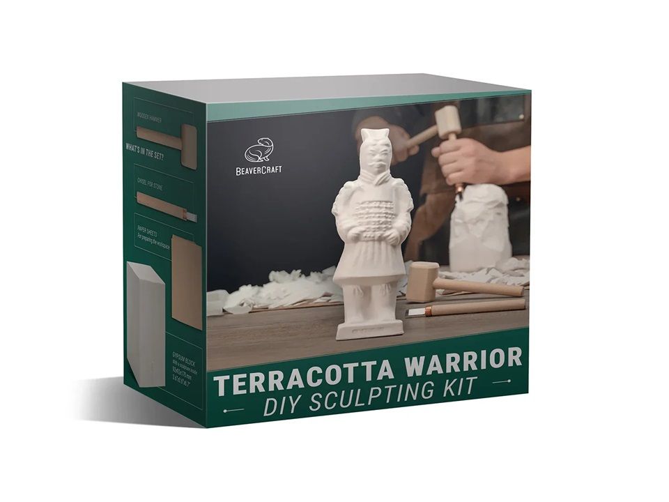 Grebšanas komplekts BeaverCraft Terracotta Warrior; kokgriešanai iesācējiem