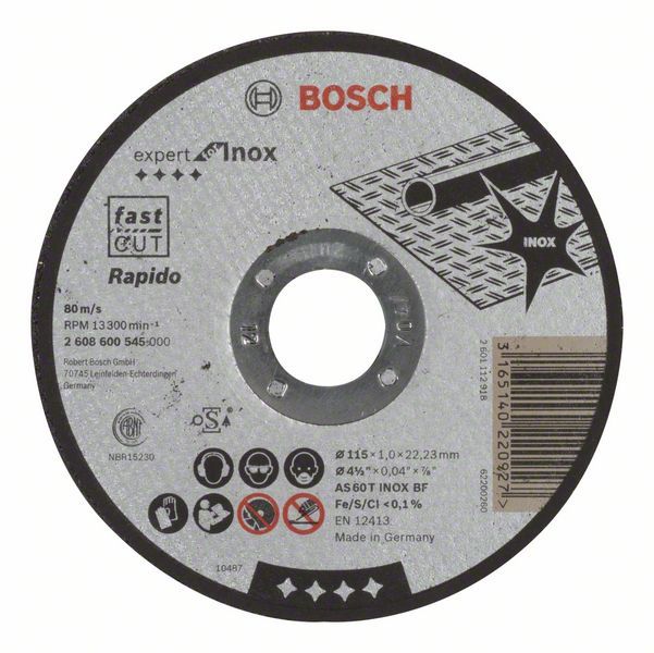 Abrazīvais griešanas disks Bosch AS 60 T INOX BF; 115x1 mm