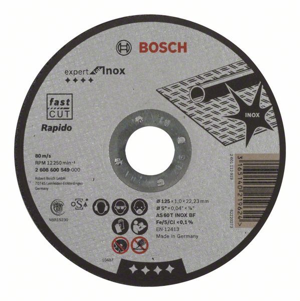 Abrazīvais griešanas disks Bosch AS 60 T INOX BF; 125x1 mm
