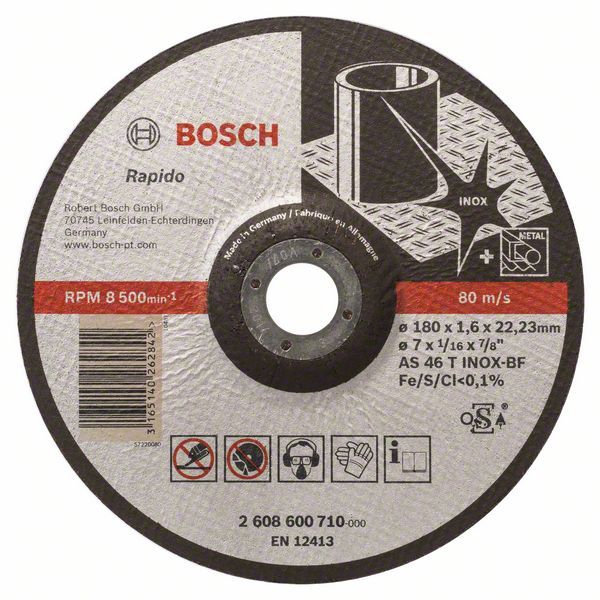 Abrazīvais griešanas disks Bosch AS 46 T INOX BF; 180x1,6 mm