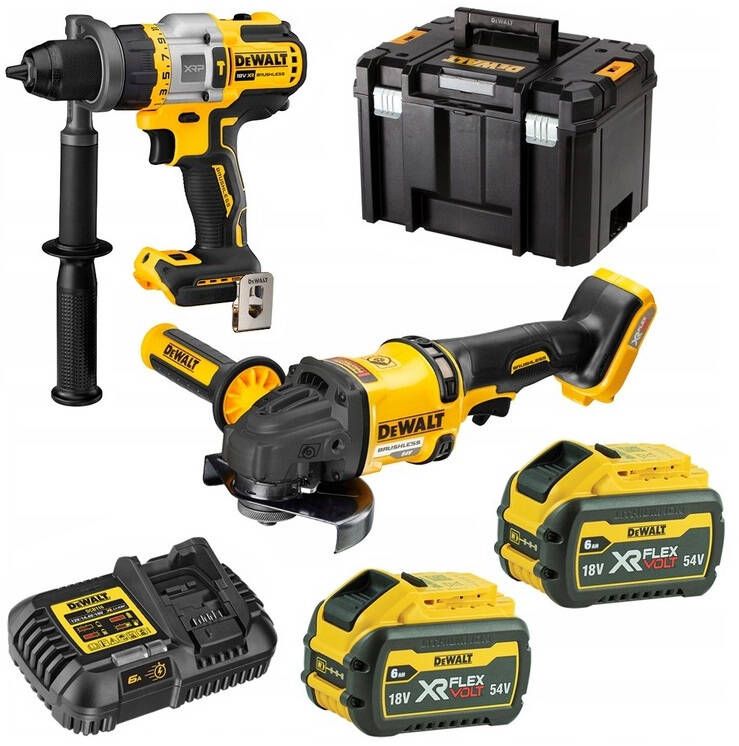 Instrumentu komplekts DeWalt DCK2016T2T-QW (DCD999 + DCG418); 2x6,0 Ah akum.