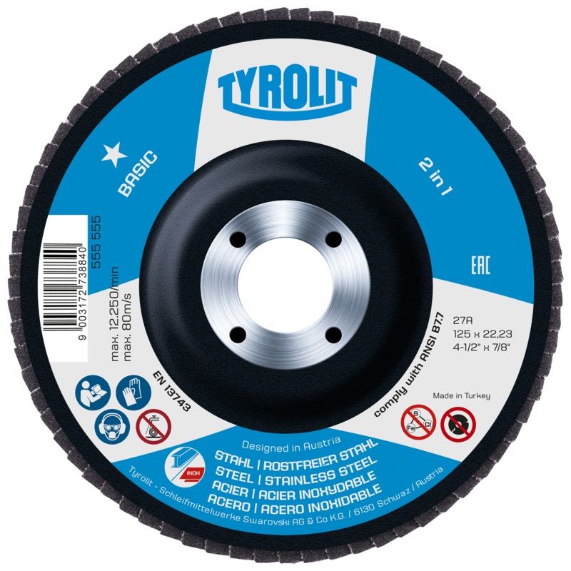 Lāpstveida slīpēšanas disks Tyrolit 34659316; 125 mm; P80