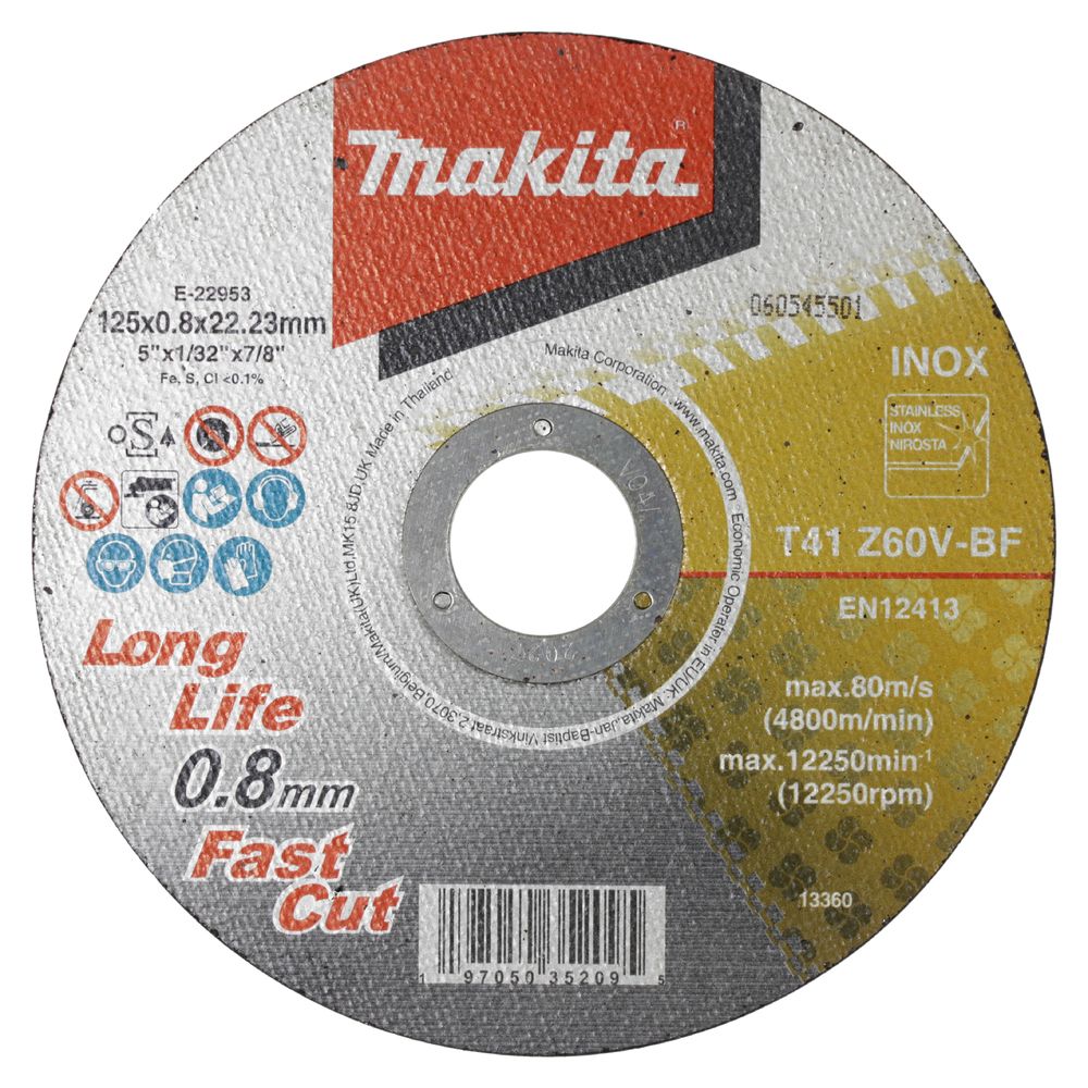 Abrazīvais griešanas disks Makita E-22953-12; 125x0,8 mm; 12 gab.