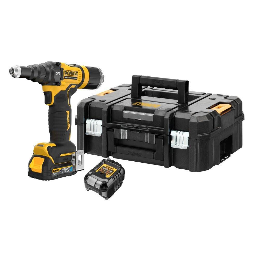 Kniedējamā ierīce (darbināma ar akumulatoru) DeWalt DCF403E1GT-QW; 18 V; 1x1,7 Ah akum.