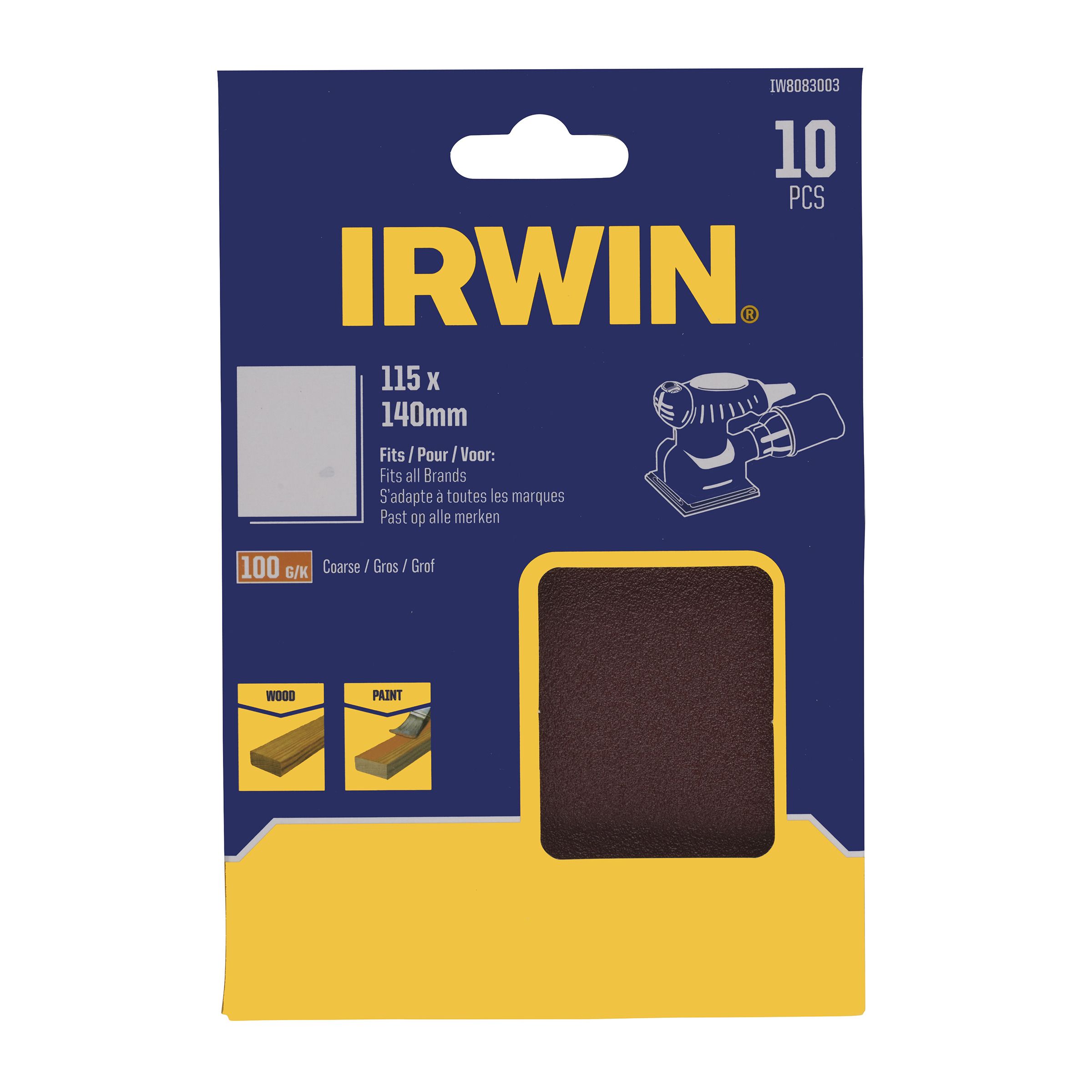 Smilšpapīrs Irwin IW8083003; 140x115 mm; 10 gab.