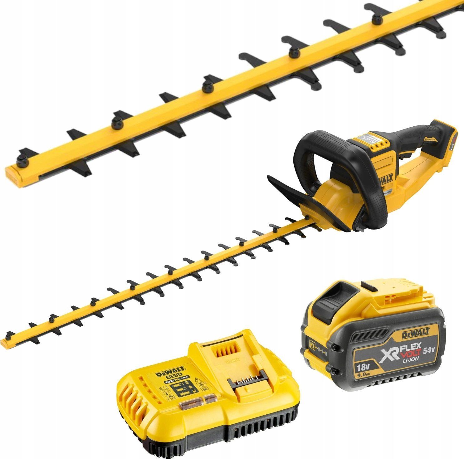 Dzīvžoga šķēres DeWalt DCMHT573X1-QW; 54 V; 65 cm; 1x9,0 Ah akum.