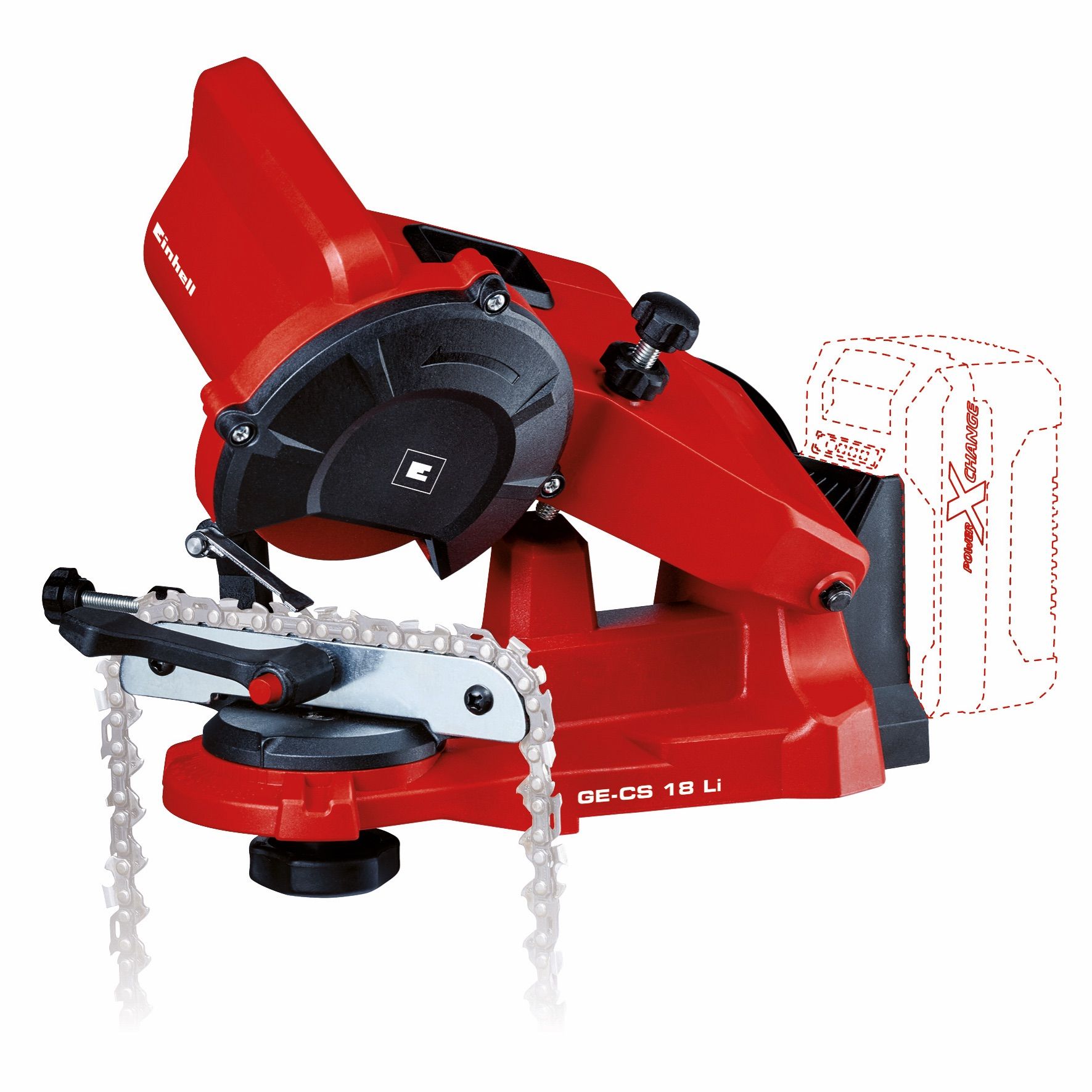 Ķēžu asināšanas iekārta Einhell GE-CS 18 Li Solo; 18 V (bez akumulatora un lādētāja)