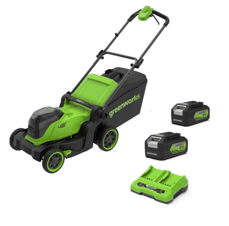 Akumulatora zāles pļāvējs Greenworks MO48L422-01; 2x24 V; 2x4,0 Ah akum.