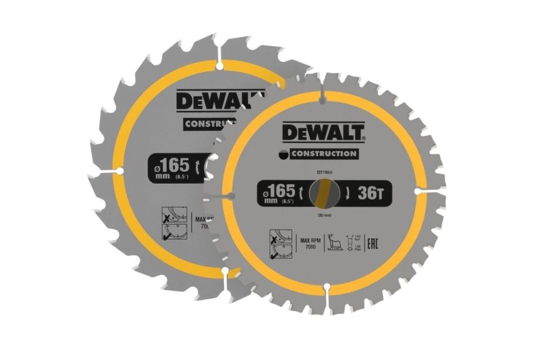 Griešanas disks kokam DeWalt DT90270-QZ; 165x20 mm; 2 gab.