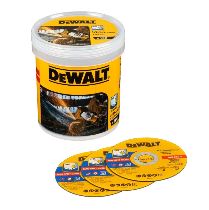 Abrazīvais griešanas disks DeWalt DT20599-QZ; 115x22,23x1,0 mm; 100 gab.