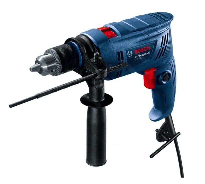 Elektriskā rokas triecienurbjmašīna Bosch GSB 600; 600 W + piederumi