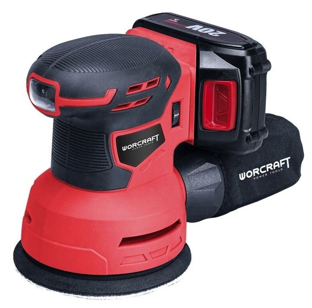 Ekscentra slīpmašīna Worcraft CRS-S20Li; 20 V; 1x4,0 Ah akum.