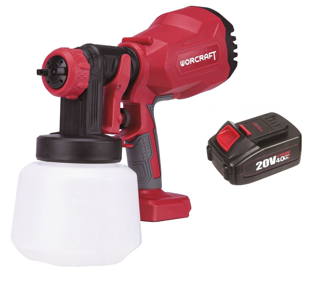 Krāsas smidzinātājs Worcraft CSG-S20LIA; 20 V; 1x4,0 Ah akum.