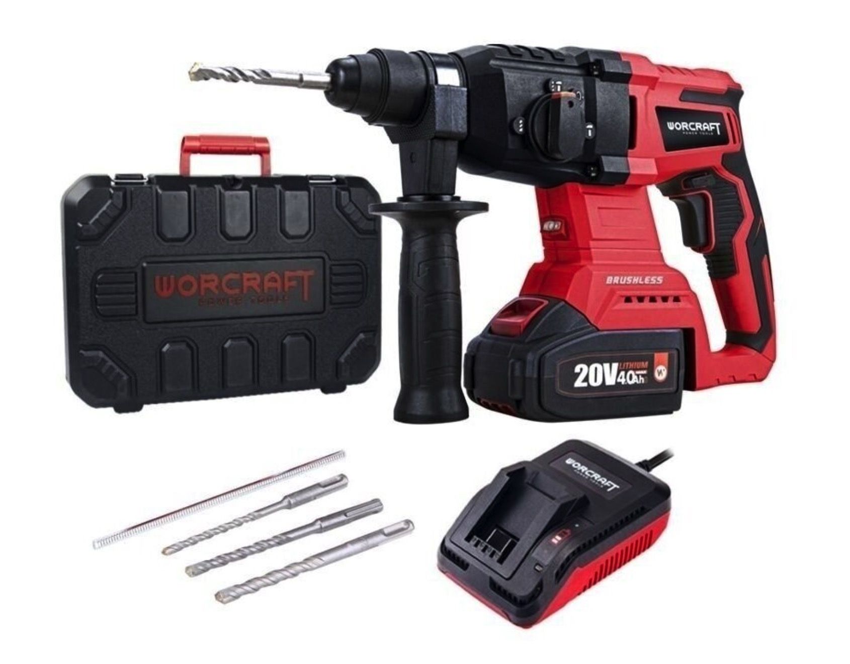 Akumulatora perforators Worcraft CRH-S20LiBAM; 20 V; 3,0 J; 1x4,0 Ah akum. + piederumi