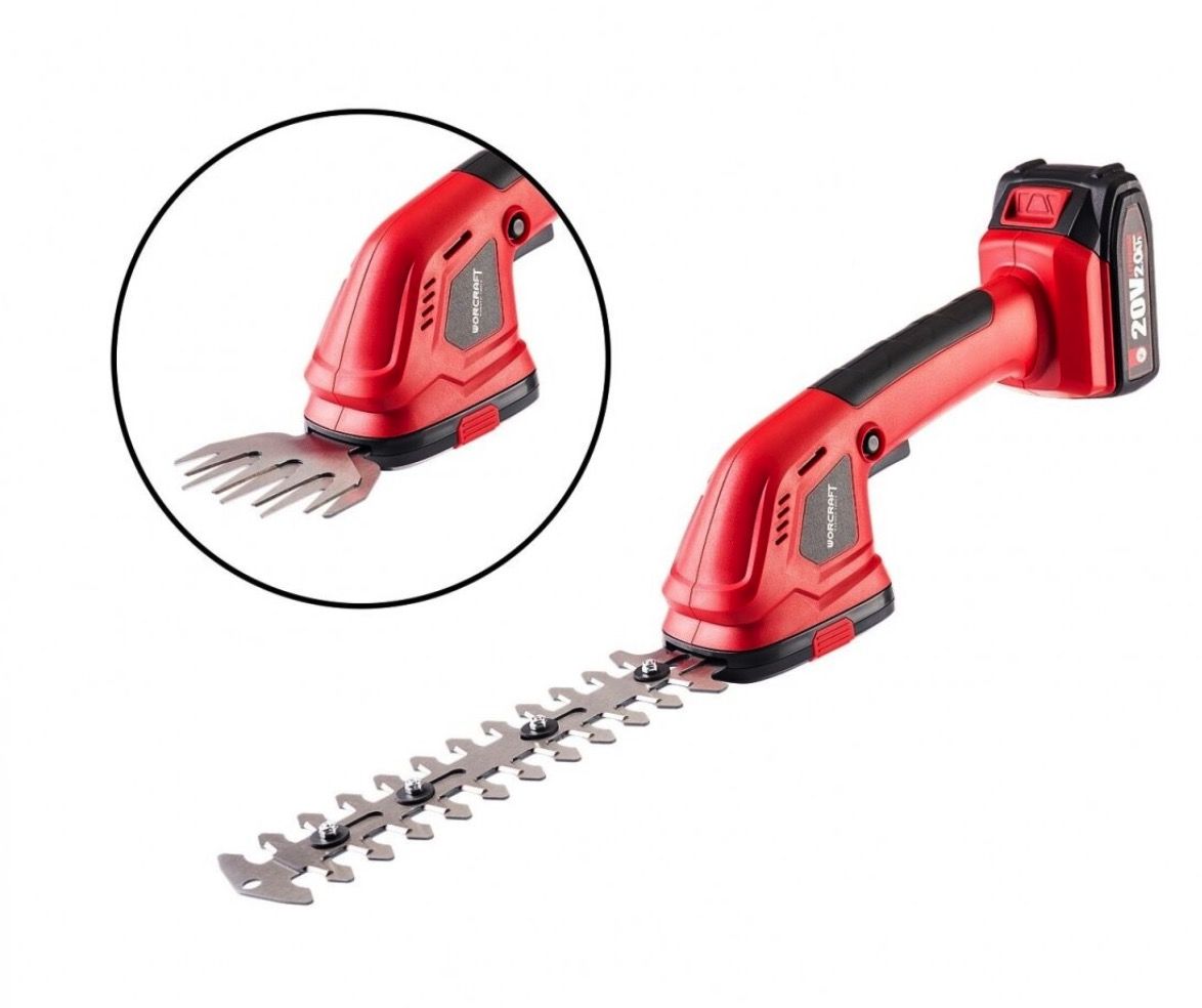 Dzīvžogu un zāles šķēres Worcraft CGS-S20LiC; 20 V; 1x4,0 Ah akum.