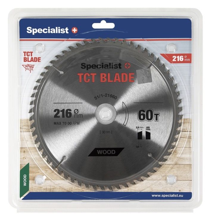 Griešanas disks kokam Specialist+ Wood; 216x30/20 mm; Z60