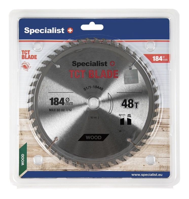 Griešanas disks kokam Specialist+ Wood; 184x16 mm; Z48