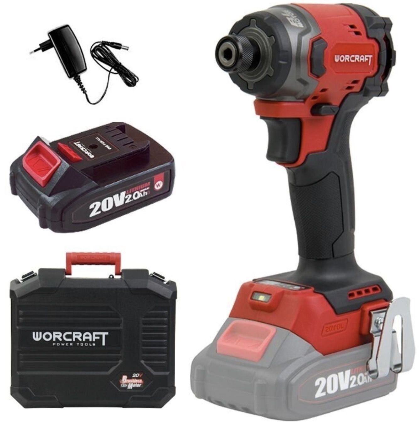 Triecienskrūvgriezis Worcraft CIS?S20LiBM-260; 20 V; 1x2,0 Ah akum.