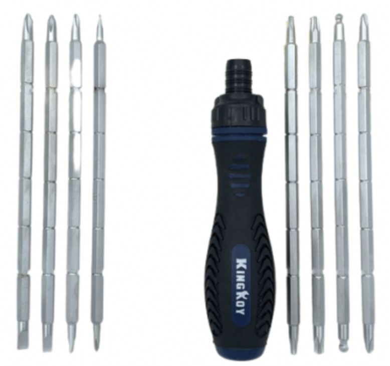 Skrūvgrieža rokturis KingRoy KR696G + skrūvēšanas uzgaļi