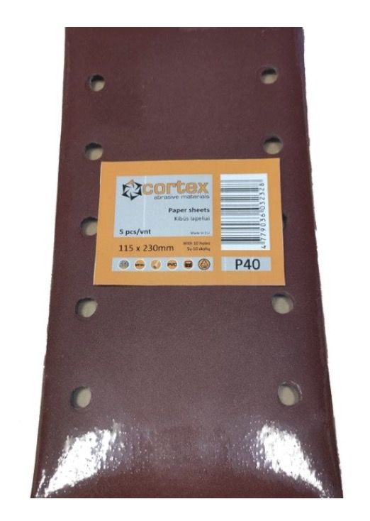 Smilšpapīrs Cortex 31420; 115x230 mm; P150; 5 gab.