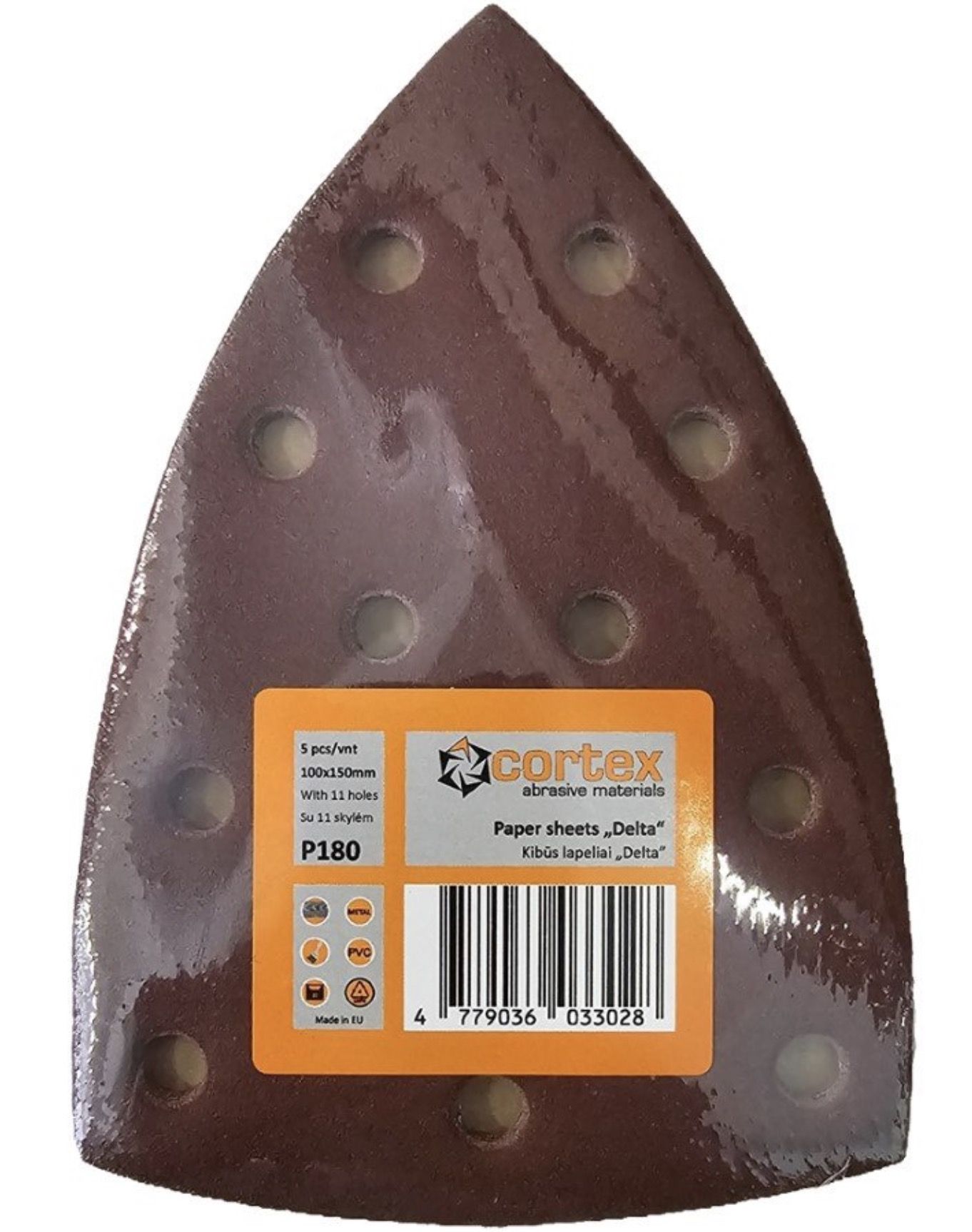 Smilšpapīrs deltveida slīpmašīnām Cortex 35236; 100x150 mm; P180; 5 gab.