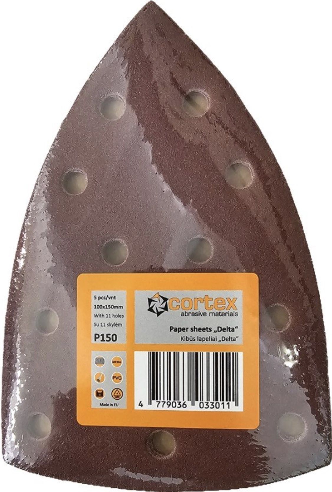 Smilšpapīrs deltveida slīpmašīnām Cortex 35235; 100x150 mm; P150; 5 gab.