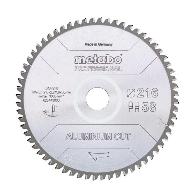 Griešanas disks alumīnijam Metabo FZ/TZ Aluminium Cut Professional; 216x30x58 mm; -5°