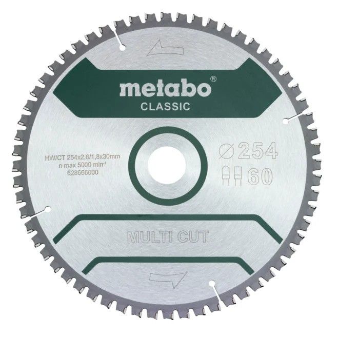 Universālais griešanas disks Metabo FZ/TZ MULTI CUT CLASSIC; 254x30x60 mm; -5°